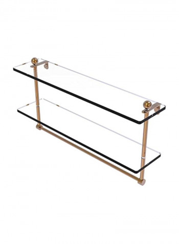 2-Tier Brass Towel Bar With Glass Shelf Bronze/Clear 22inch