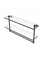 2-Tier Glass Shelf With Integrated Towel Bar Clear/Black 22x5x12inch