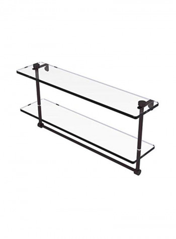 2-Tier Glass Shelf With Integrated Towel Bar Clear/Black 22x5x12inch