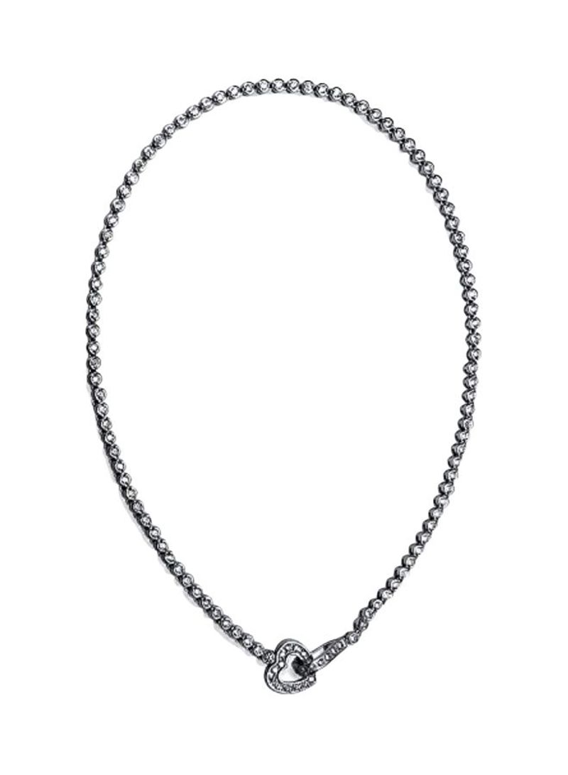 Rhodium Plated Brass Tennis Collar Necklace