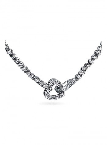 Rhodium Plated Brass Tennis Collar Necklace