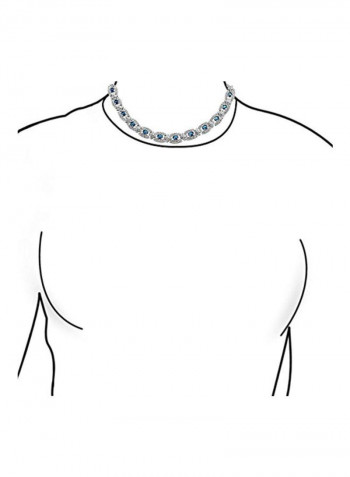 Silver Plated Brass Cubic Zirconia And Sapphire Studded Collar Necklace