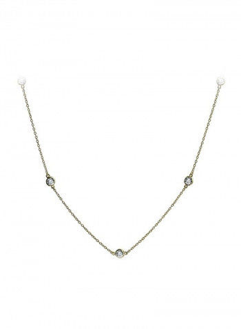 925 Sterling Silver Cubic Zirconia Studded Chain Necklace