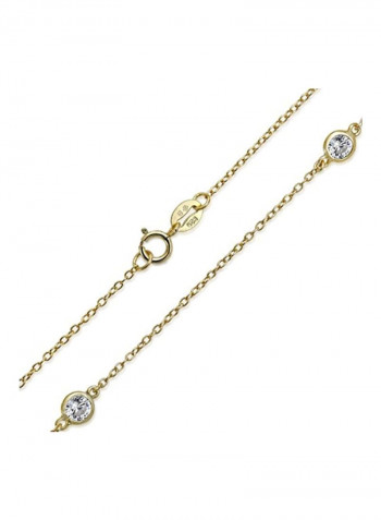 925 Sterling Silver Cubic Zirconia Studded Chain Necklace
