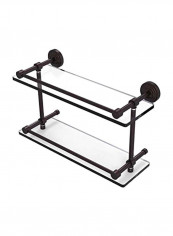 Double Gallery Rail Glass Shelf Clear/Black 16inch