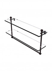 Mambo Collection Two Tiered Glass Shelf With Towel Bar Brown 22inch
