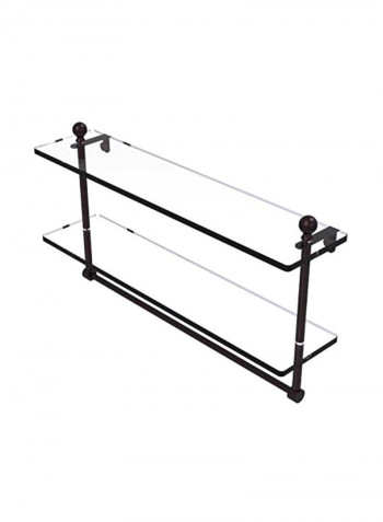 Mambo Collection Two Tiered Glass Shelf With Towel Bar Brown 22inch