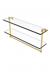 Two Tiered Integrated Towel Bar Glass Shelf Gold/Clear 22inch