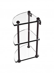 Southbeach Collection Three Tier Corner Glass Shelf Clear/Brown