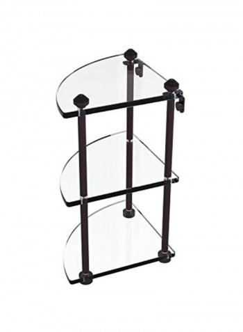 Southbeach Collection Three Tier Corner Glass Shelf Clear/Brown