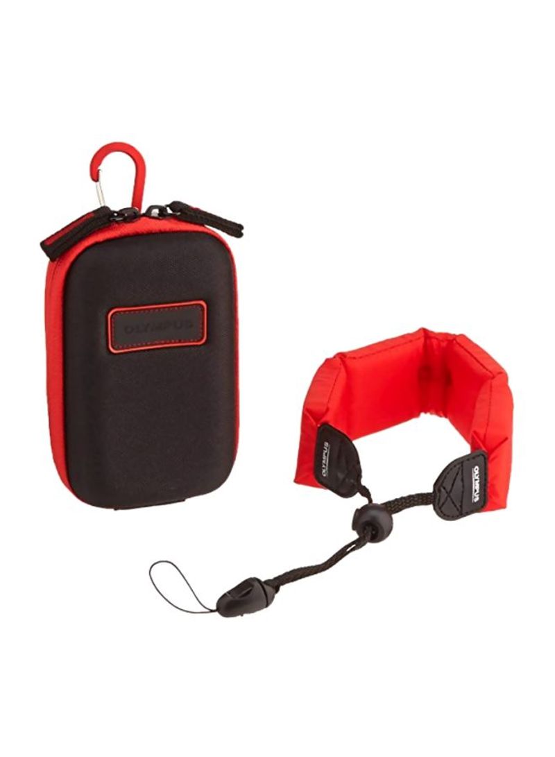 Semi-Hard Camera Case With Carabiner And Belt Loop For Olympus Red/Black