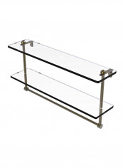 2-tier Glass Shelf With Integrated Towel Bar Clear/Silver 22x5x12inch