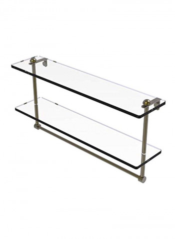 2-tier Glass Shelf With Integrated Towel Bar Clear/Silver 22x5x12inch