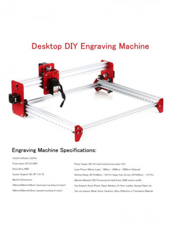 A3 Laser Machine Silver/Red 61.20x12.50x40.50centimeter