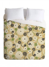 Printed Duvet Cover Polyester Beige/Black/Green King