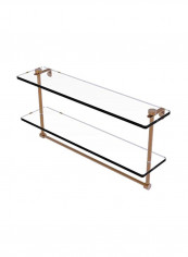 2-Tier Glass Shelf With Integrated Towel Bar Clear/Gold 22x5x12inch