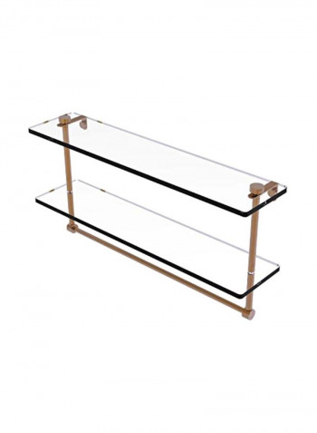 2-Tier Glass Shelf With Integrated Towel Bar Clear/Gold 22x5x12inch