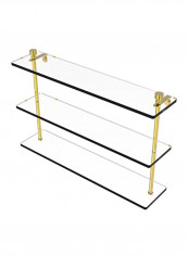 Foxtrot Collection Triple Tiered Glass Shelf Gold/Clear 22inch