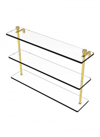 Foxtrot Collection Triple Tiered Glass Shelf Gold/Clear 22inch