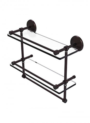 Monte Carlo Collection Brass Double Towel Bar With Glass Shelf Antique Bronze/Clear 16x5inch