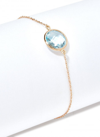 18 Karat Rose Gold Blue Topaz Single Stone Bracelet