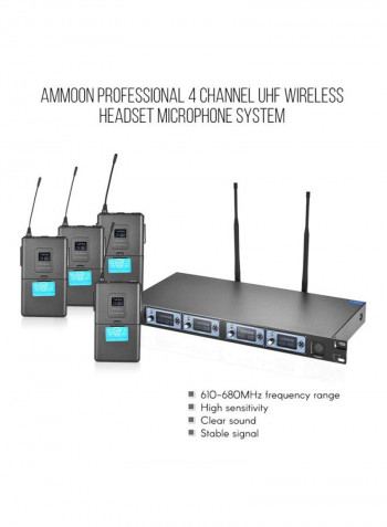 4-Channel UHF Wireless Microphone System I3105 Black