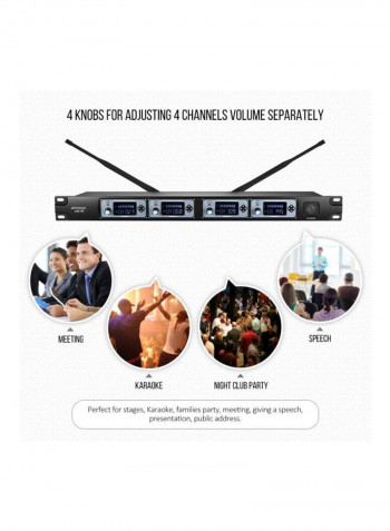 4-Channel UHF Wireless Microphone System I3105 Black