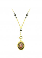 Gold Plated Alloy Crystal Enamel Pendant Necklace
