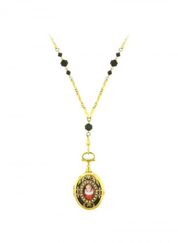 Gold Plated Alloy Crystal Enamel Pendant Necklace