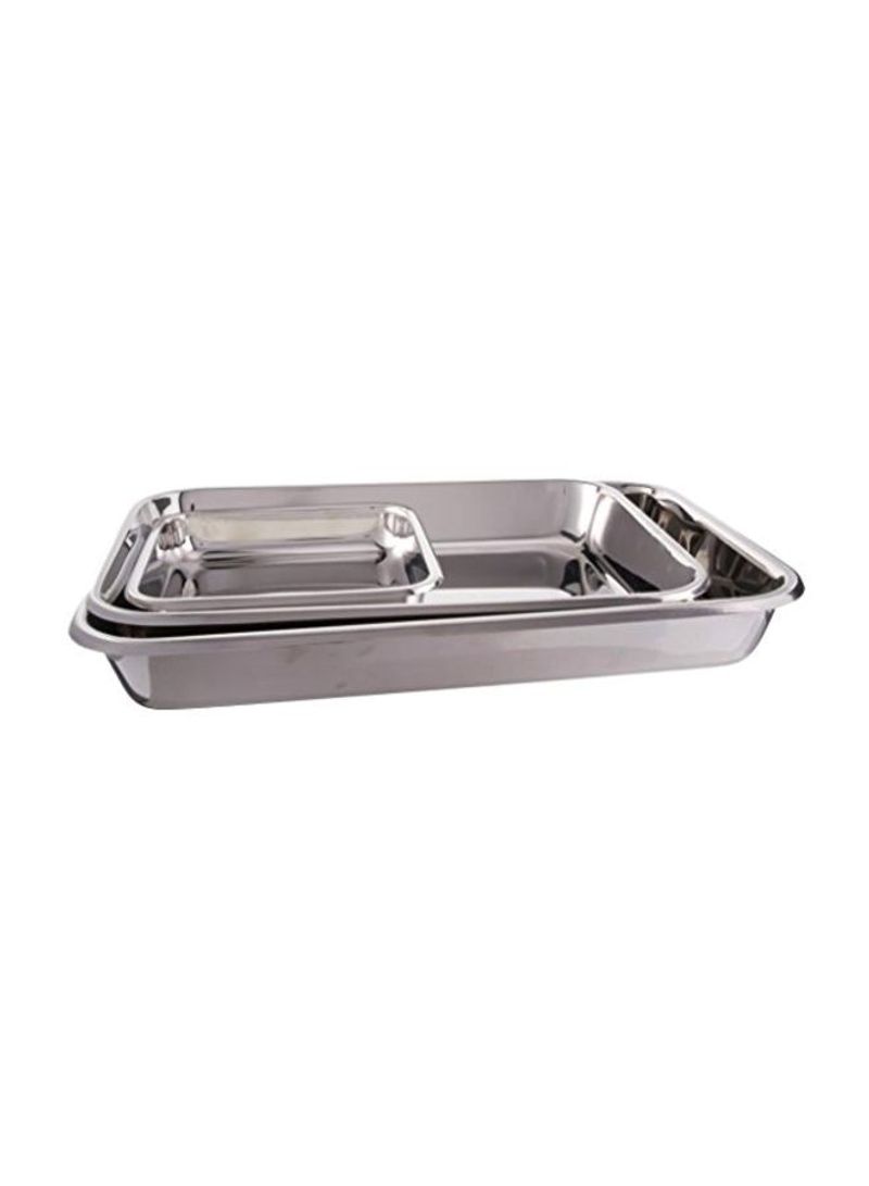 3-Piece Stainless Steel Bakeware Set Silver