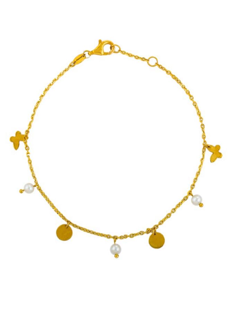 18K Pearl Charms Yellow Gold Bracelet