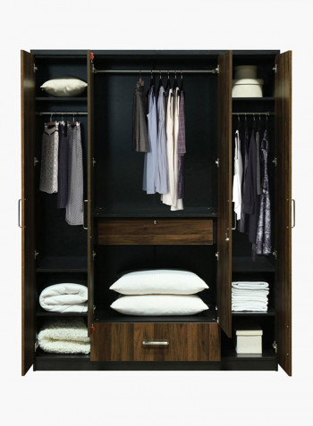4-Door Brisbane Mirror Wardrobe Brown