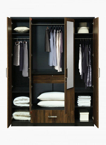 4-Door Brisbane Mirror Wardrobe Brown