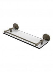 Glass Shelf With Tempered Gallery Rail Antique Brass/Clear 16inch