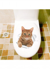 Cat 3D Wall Sticker Toilet  Sticker Multicolour 60x90cm