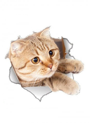 3D Cat Wall Sticker Beige