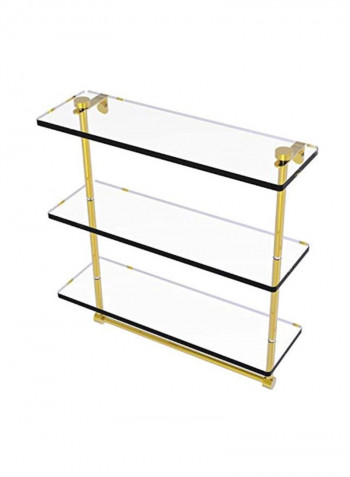 3-Tier Towel Bar Glass Shelf Clear/Gold 16inch