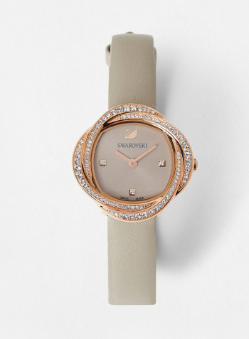 Women's Crystal Flower Leather Strap Watch