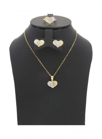 4-Piece Dual Tone Heart Pendant Set