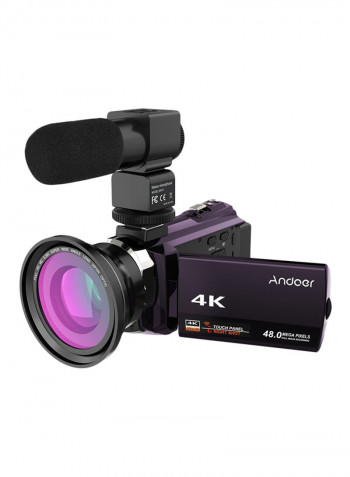 4K UHD Wi-Fi Digital Video Camera With Wide Angle Macro Lens