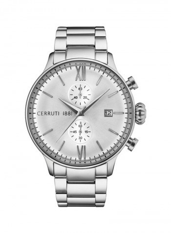 Exclusive Set Box by Cerruti 1881 Includes Watch with Silver Dial and Silver Bracelet and Includes Silver and Chrome Pen