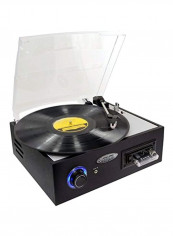 Retro Turntable Cassette Player Recorder PTTC4U Black/Silver/Clear