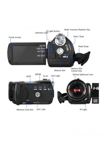 Full HD 24MP Digital Video Camera Camcorder With Macro Lens Remote Control