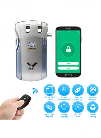 HF-018W WiFi Smart Electronic Smart Door Lock With 4 Remote Controllers Blue/Silver