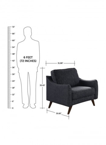 Hunter 1-Seater Sofa Grey/Brown 31.88x35.43x35.82inch