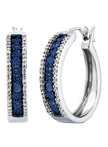925 Sterling Silver Diamond Studded Hoop Earrings
