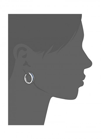 925 Sterling Silver Diamond Studded Hoop Earrings