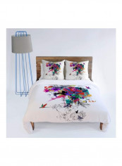 Holly Sharpe Tropical Printed Duvet Cover Polyester White/Pink/Blue King