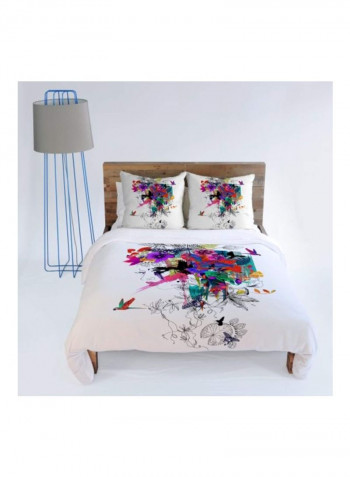 Holly Sharpe Tropical Printed Duvet Cover Polyester White/Pink/Blue King