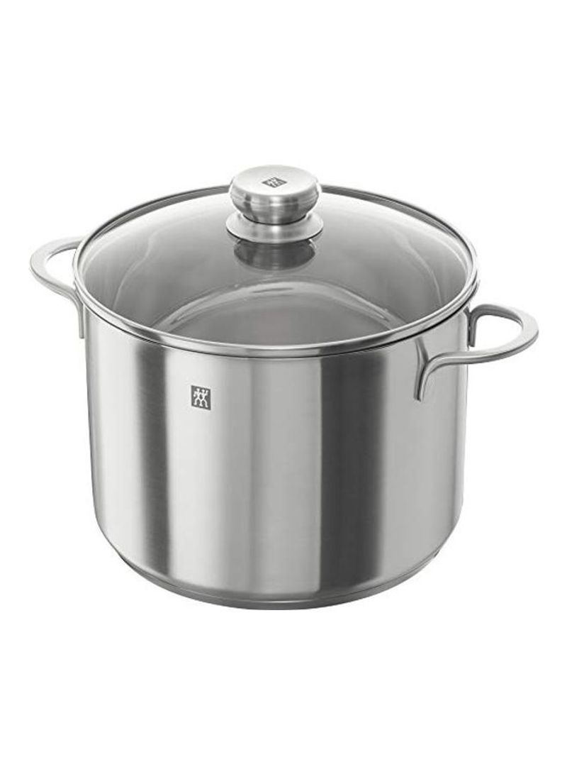 Deep Cooking Pot With Lid Silver/Clear 8L